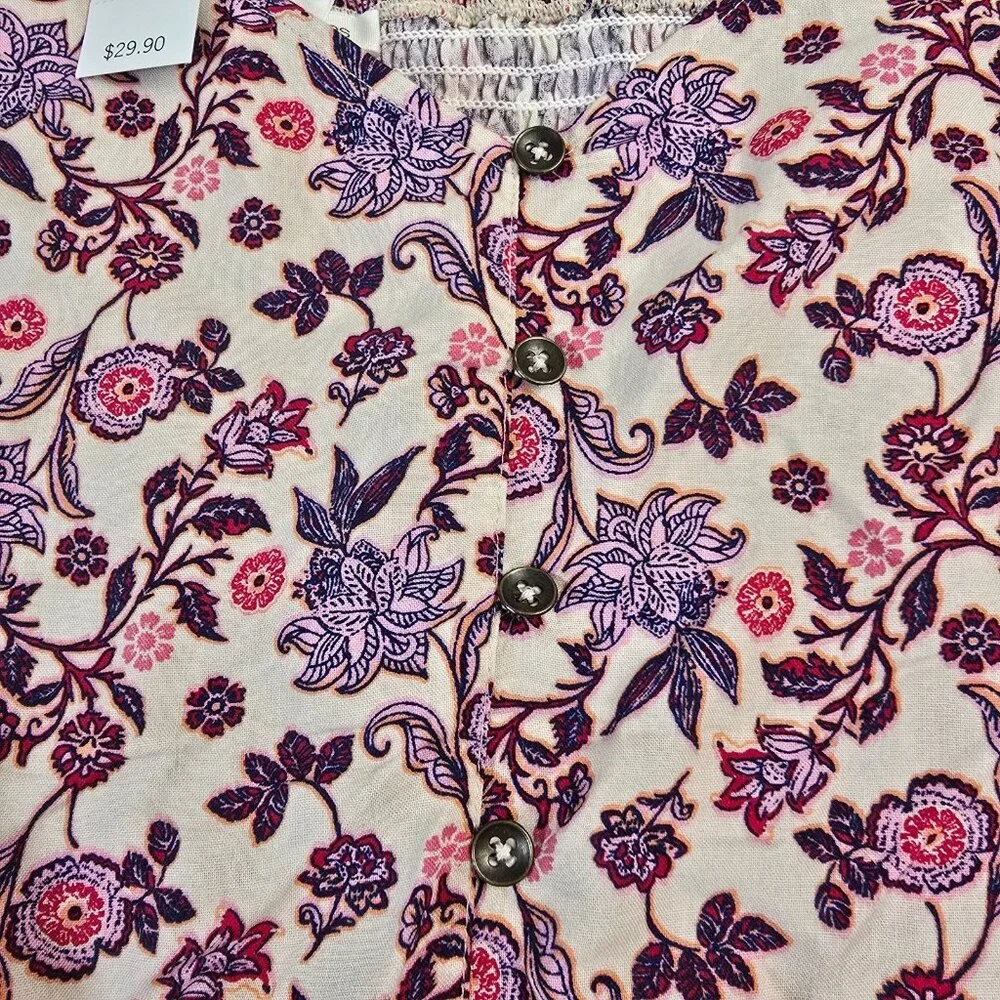 Maurices Sleeveless Blouse Womens Large Pink Purple Boho Top Summer Peplum - Picture 3 of 13
